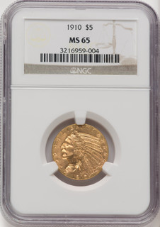 1910 $5 Indian Half Eagle NGC MS65 (769223011)