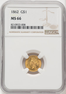 1862 G$1 Gold Dollar NGC MS66 (769285046)