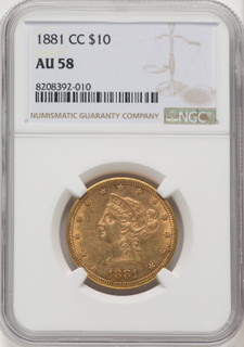 1881-CC $10 Liberty Eagle NGC AU58