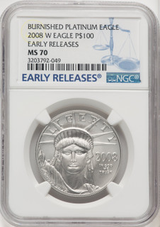 2008-W $100 One-Ounce Platinum Eagle First Strike ER Blue NGC MS70