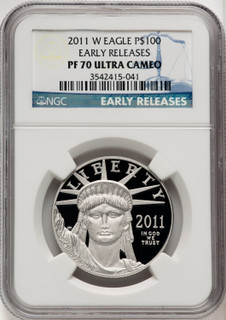 2011-W $100 One-Ounce Platinum Eagle First Strike ER Blue NGC PF70 (770462078)