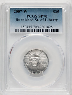 2007-W $25 Quarter-Ounce Platinum Eagle Burnished Blue Gradient PCGS SP70