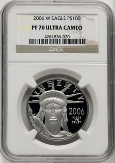 2006-W $100 One-Ounce Platinum Eagle Statue of Liberty Brown Label NGC PF70 (770462061)