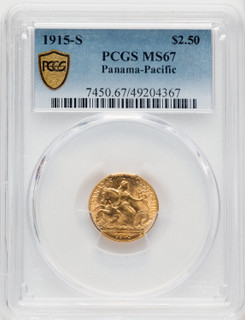 1915-S $2.50 Panama-Pacific Quarter Eagle Commemorative Gold PCGS MS67 (770677015)