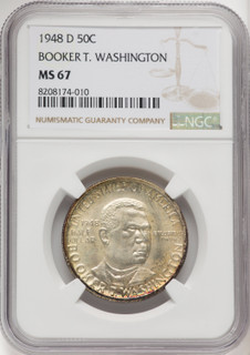 1948-D 50C Booker T. Washington Commemorative Silver NGC MS67 (770048036)
