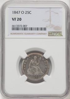 1847-O 25C Seated Quarter NGC VF20