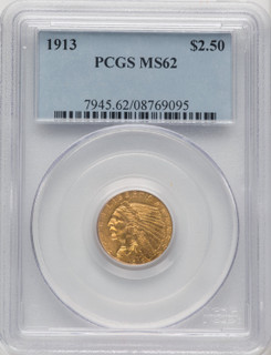 1913 $2.50 Indian Quarter Eagle PCGS MS62 (770522032) 1913 $2.50 Indian Quarter Eagle PCGS MS62 (770522032)