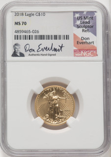 2018 $10 Quarter-Ounce Gold Eagle NGC MS70 Don Everhart
