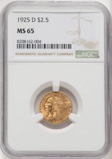 1925-D $2.50 Indian Quarter Eagle NGC MS65 (770218035)
