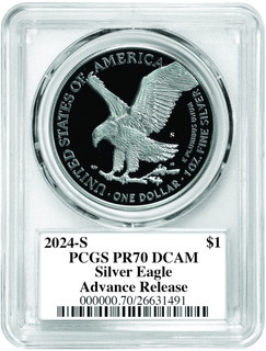 2024-S American Silver Eagle Advanced Releases PR70 PCGS Damstra