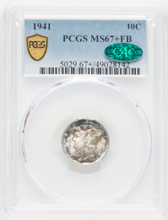 1941 10C FB CAC Mercury Dime PCGS MS67+ (519581025)