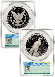 2024-S Morgan and Peace Silver Dollar 2pc Proof Set AD CAC PR70