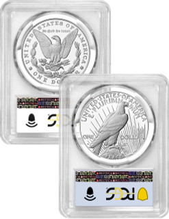 2024-S Morgan and Peace Silver Dollar 2pc Set Advanced Release PCGS PR70