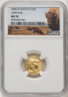 2008-W Gold Buffalos 4-Coin Set Bison Label NGC MS70
