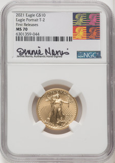 2021 $10 Quarter Ounce Gold Eagle Type Two First Strike NGC MS70
