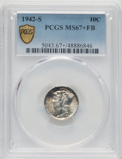 1942-S 10C FB Mercury Dime PCGS MS67+ (771528008)