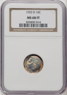 1953-D 10C FT Roosevelt Dime NGC MS68