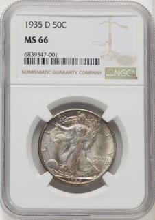 1935-D 50C Walking Liberty Half Dollar NGC MS66 (519775001) 1935-D 50C Walking Liberty Half Dollar NGC MS66 (519775001)