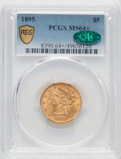 1895 $5 CAC Liberty Half Eagle PCGS MS64+