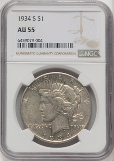 1934-S Peace Dollar NGC AU55