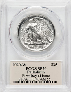 2020-W Palladium Eagle 1 oz Burnished FDI Thomas Cleveland Art Deco PCGS MS70