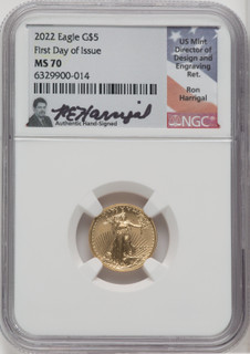 2022 $5 Tenth Ounce Gold Eagle FDI NGC MS70 (759431002)