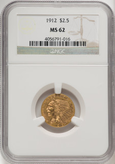 1912 $2.50 Indian Quarter Eagle NGC MS62 (770051069) 1912 $2.50 Indian Quarter Eagle NGC MS62 (770051069)