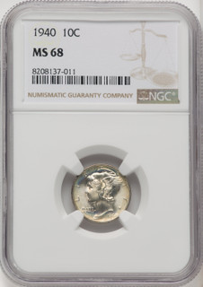 1940 10C Mercury Dime NGC MS68 (769131021)