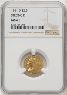1911-D $2.50 Indian Quarter Eagle NGC MS61 (771941006)