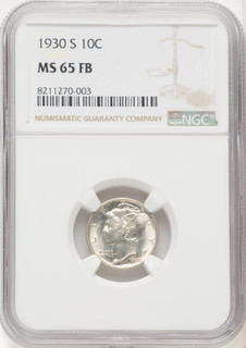 1930-S 10C FB Mercury Dime NGC MS65 (767901005)