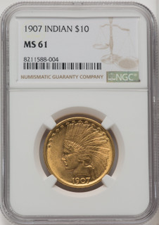 1907 $10 No Motto Indian Eagle NGC MS61 (506785005)