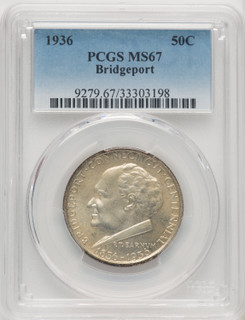 1936 50C Bridgeport Commemorative Silver PCGS MS67 1936 50C Bridgeport Commemorative Silver PCGS MS67