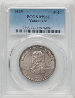 1925 50C Vancouver Commemorative Silver PCGS MS66