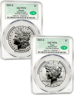 2024-S Morgan Peace Dollar 2-Coin Reverse Proof Set FDD CAC PR70