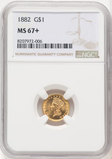 1882 G$1 Gold Dollar NGC MS67+