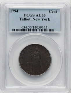 Talbot Allum & Lee Cent NEW YORK BN Colonials PCGS AU55