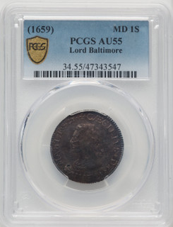 Lord Baltimore Shilling Colonials PCGS AU55