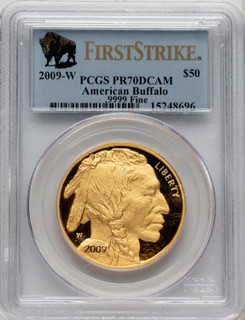 2009-W $50 One-Ounce Gold Buffalo First Strike FS Bison Label PCGS PR70
