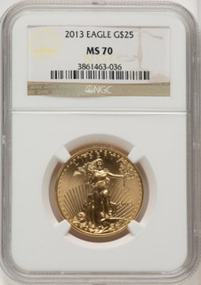 2013 $25 Half-Ounce Gold Eagle NGC MS70