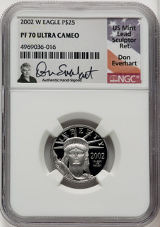 2002-W $25 Quarter-Ounce Platinum Eagle Statue of Liberty Don Everhart NGC PF70