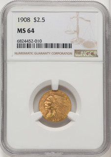 1908 $2.50 Indian Quarter Eagle NGC MS64 (772950002)