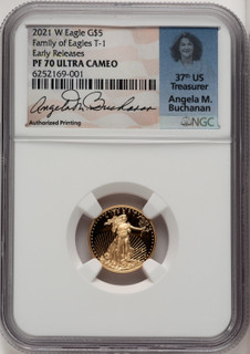 2021 T1 Gold American Eagle 4-Coin Set ER Angela Buchanan NGC PF70