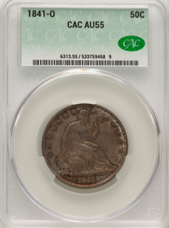 1841-O 50C Seated Half Dollar CACG AU55