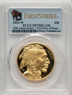 2016-W 1 oz Gold Buffalo First Strike PCGS PR70 Bison Label