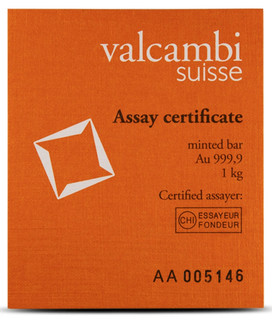 1 Kilo Valcambi Gold Bar New w/Assay