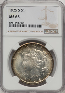 1925-S Peace Dollar NGC MS65
