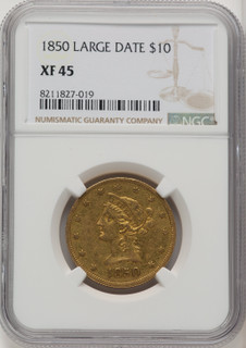 1850 $10 Large Date Liberty Eagle NGC XF45 (177185158)