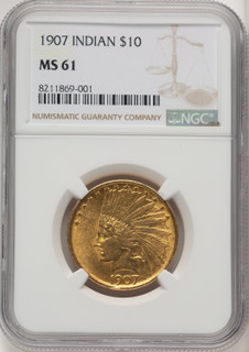 1907 $10 No Motto Indian Eagle NGC MS61 (572241058)