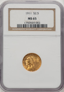1911 $2.50 Indian Quarter Eagle NGC MS65