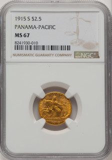 1915-S $2.50 Panama-Pacific Quarter Eagle Commemorative Gold NGC MS67 (772889003)